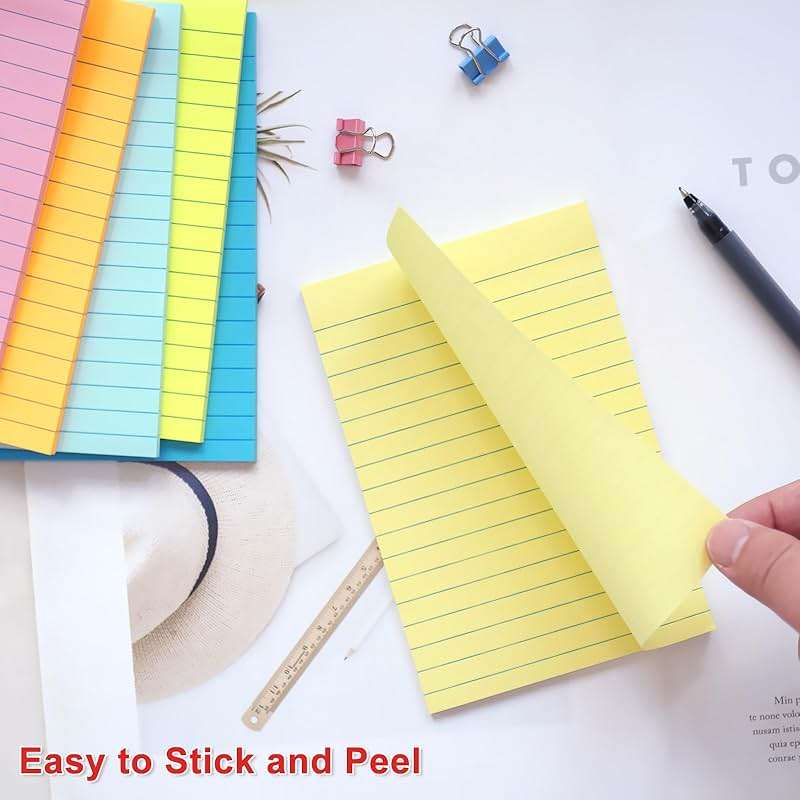 HQCME 9 Pack Lined Sticky Notes 4X6 in Post, 9 Pastel Colors Large Ruled Post Sticky Colorful Super Sticking Power Memo Pads Strong Adhesive, Sticky Notes with Lines Office, Home, 35 Sheets/pad - Image 2