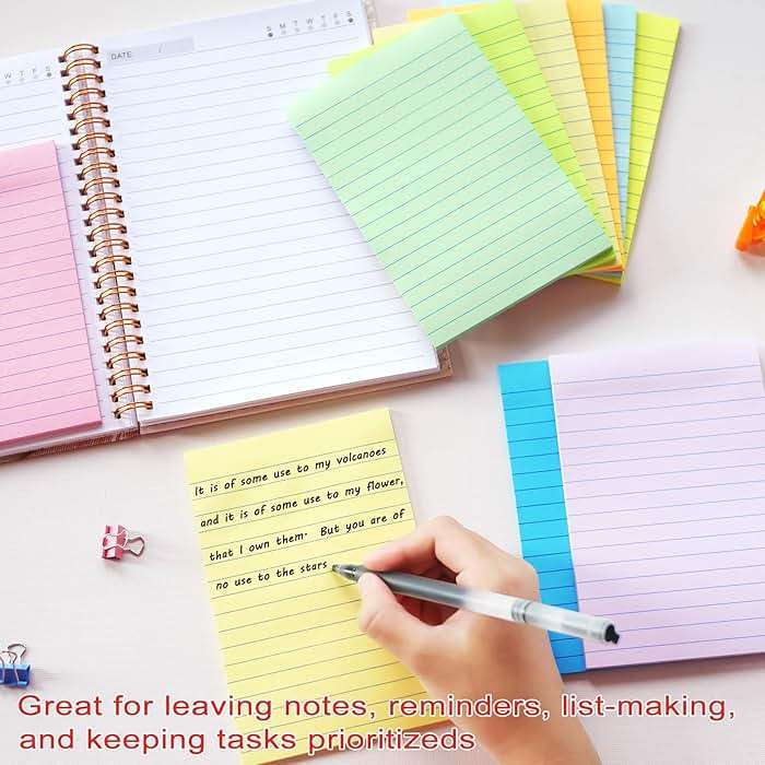 HQCME 9 Pack Lined Sticky Notes 4X6 in Post, 9 Pastel Colors Large Ruled Post Sticky Colorful Super Sticking Power Memo Pads Strong Adhesive, Sticky Notes with Lines Office, Home, 35 Sheets/pad - Image 4