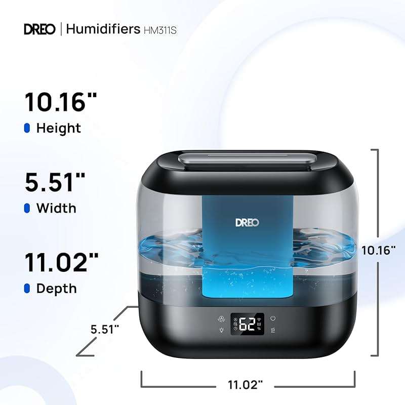 Dreo Smart Humidifiers for Bedroom, Top Fill 4L Supersized Humidifier Large Room with 28 dB, 36H Runtime, Touch/APP/Voice Control, Nightlight, Cool Mist Humidifiers for Baby, Plants, Indoor, Black - Image 2