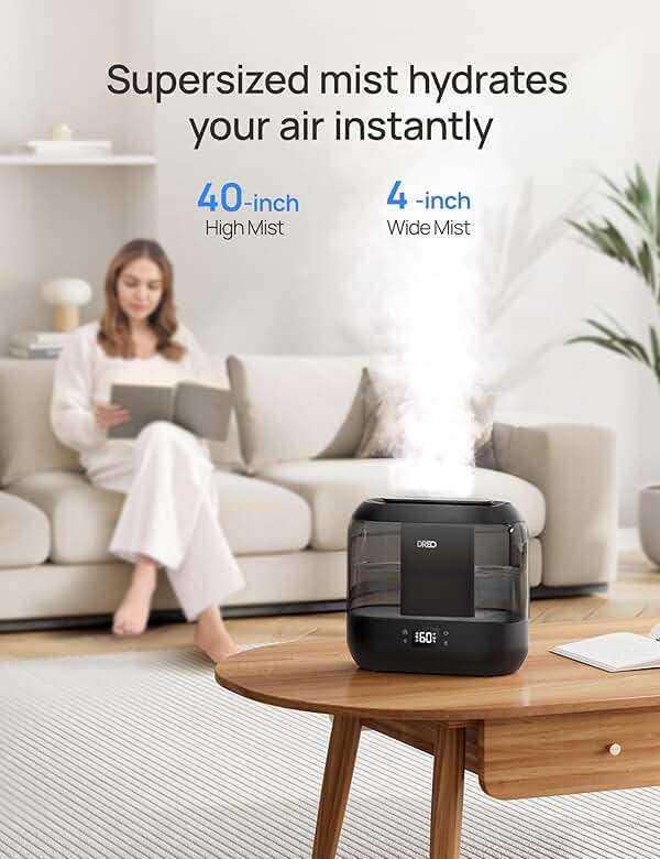 Dreo Smart Humidifiers for Bedroom, Top Fill 4L Supersized Humidifier Large Room with 28 dB, 36H Runtime, Touch/APP/Voice Control, Nightlight, Cool Mist Humidifiers for Baby, Plants, Indoor, Black - Image 5