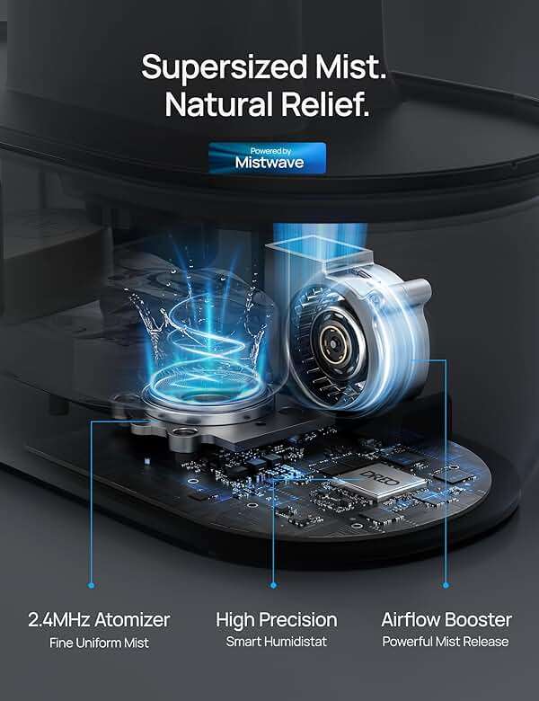 Dreo Smart Humidifiers for Bedroom, Top Fill 4L Supersized Humidifier Large Room with 28 dB, 36H Runtime, Touch/APP/Voice Control, Nightlight, Cool Mist Humidifiers for Baby, Plants, Indoor, Black - Image 8