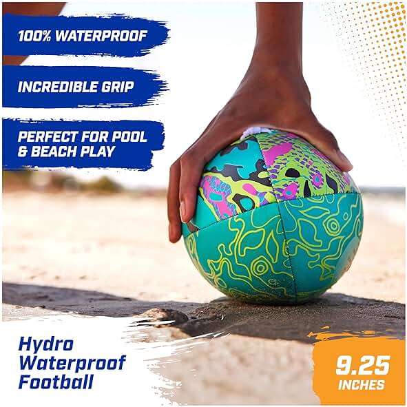 Swimways Hydro Waterproof Football, Outdoor Games for Adults and Kids, Swimming Pool Accessories and Pool Party Games,9.25 Inches, Green - Image 3