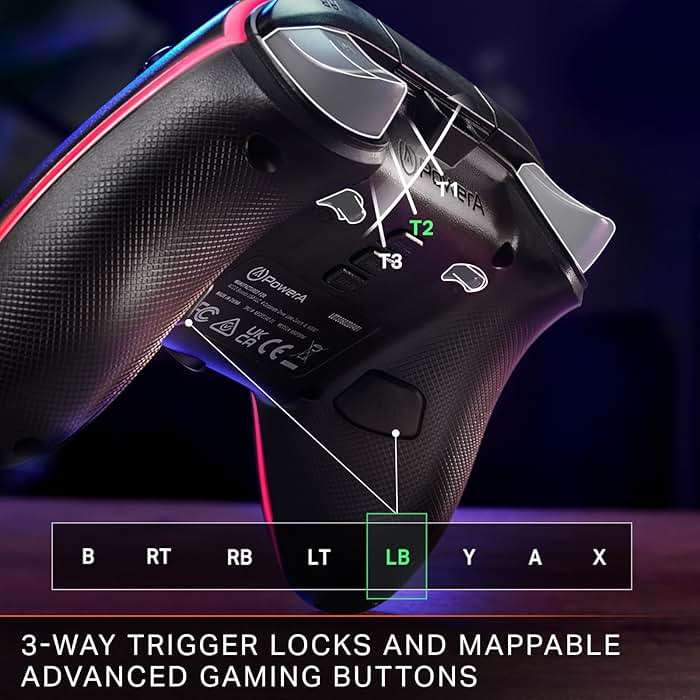PowerA Advantage Wired Controller for Xbox Series X|S with Lumectra - Black, gamepad, wired video game controller, gaming controller, works with Xbox One and Windows 10/11, officially licensed - Image 4