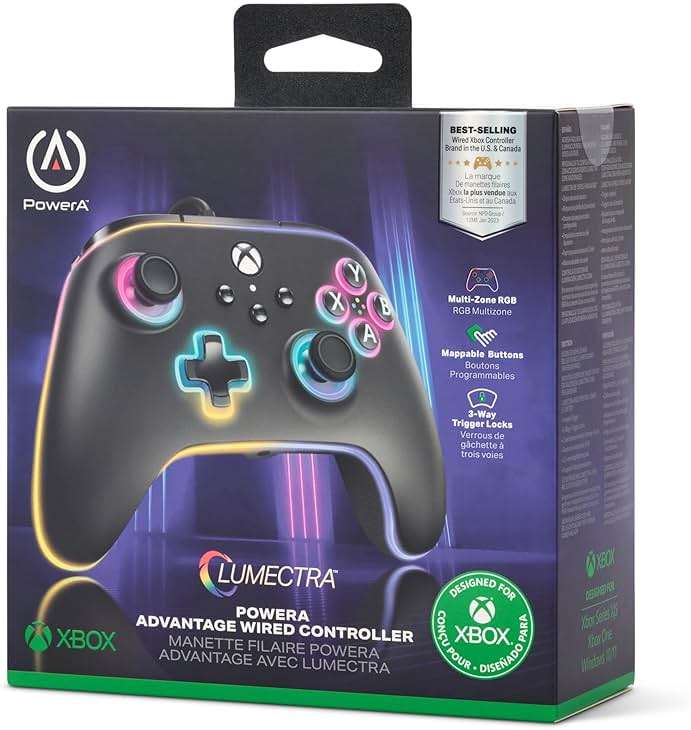 PowerA Advantage Wired Controller for Xbox Series X|S with Lumectra - Black, gamepad, wired video game controller, gaming controller, works with Xbox One and Windows 10/11, officially licensed - Image 9