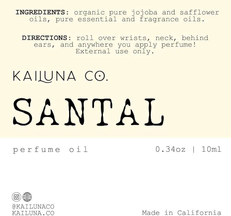 Kailuna Co. Santal Unisex Perfume Roll On with Pure Organic Jojoba Oil, Alcohol Free, Eau de Toilette, Made in California 33 - Image 7