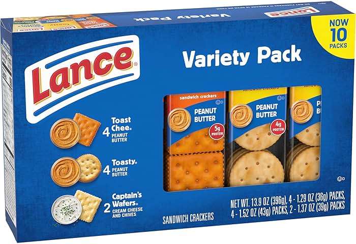 Lance Sandwich Crackers, Variety Pack, 3 Flavors, 10 Individually Wrapped Packs, 6 Sandwiches Each - Image 9