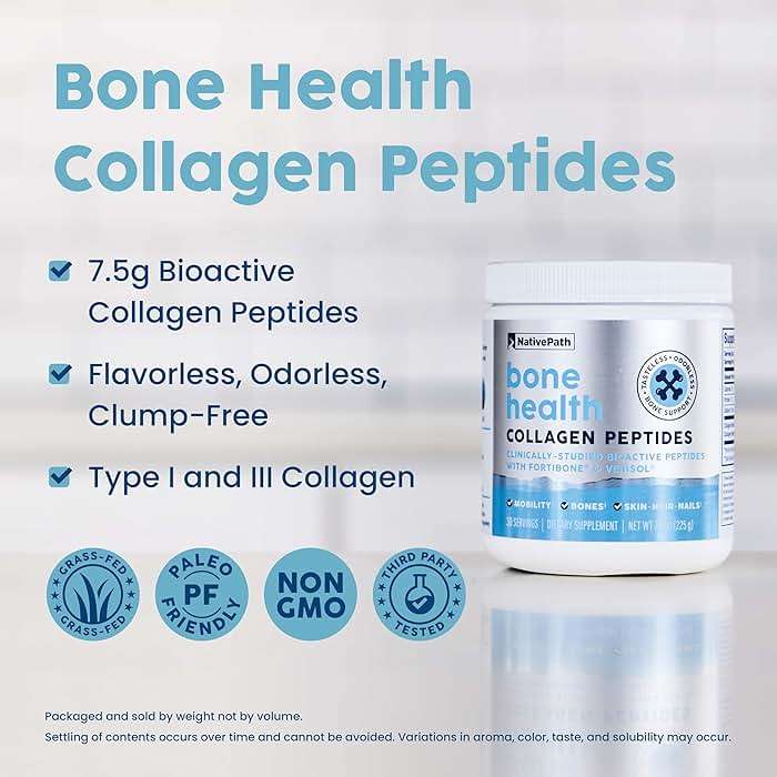 NativePath Bone Health Collagen Peptides, Type 1 & 3, with Fortibone and Verisol, 7.9 Ounce, 30 Servings - Image 3