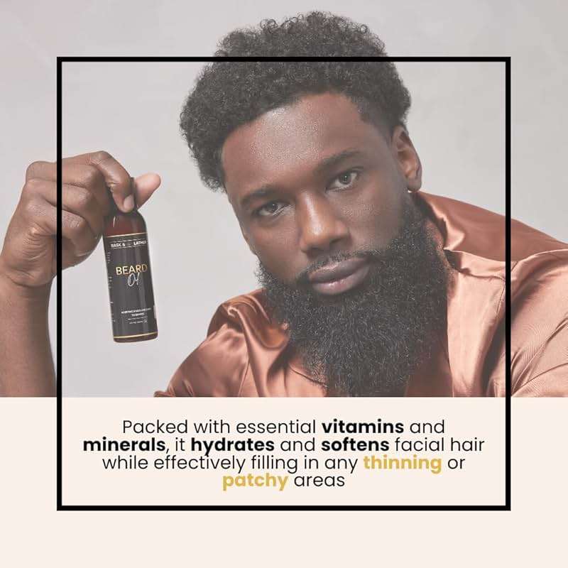 BASK & LATHER Beard Growth Oil, Frizz Free Hair Oil for Men Beard Care with Vitamins & Natural Ingredients to Hydrate, Smooth & Soften for Shiny, Thicker Fuller Beard Hair and Texture, 4 fl oz. - Image 2