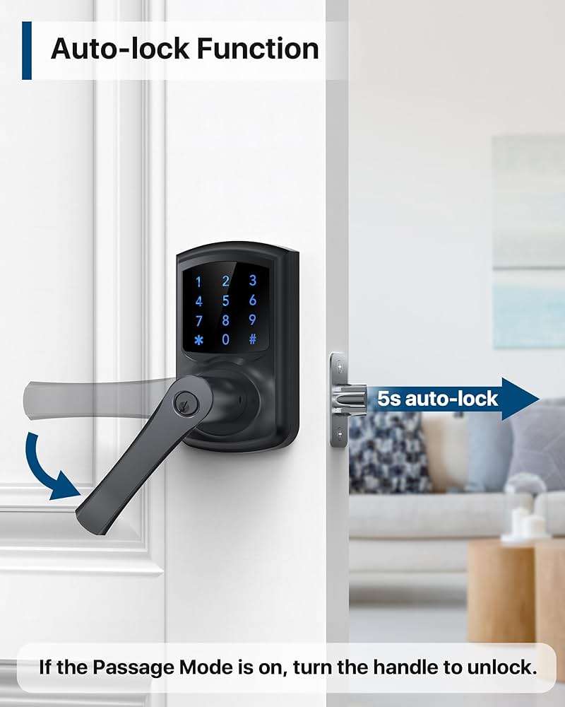 HIDALIFE Keyless Entry Door Lock with Keypad and Handle for Front Doors, Touchscreen Electronic Door Lock, Anti-peep Password, Auto-Locking, Matte Black - Image 7