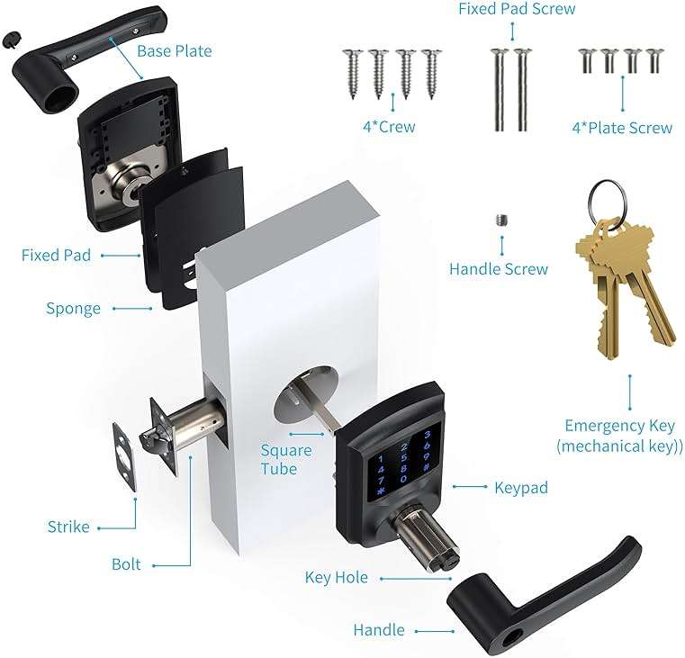 HIDALIFE Keyless Entry Door Lock with Keypad and Handle for Front Doors, Touchscreen Electronic Door Lock, Anti-peep Password, Auto-Locking, Matte Black - Image 9