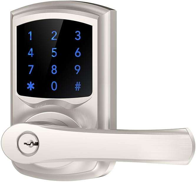 HIDALIFE Keyless Entry Door Lock, Keypad Door Lock with Handle, Electronic Door Lock, Touchscreen, Auto-Locking, Anti-peep Password, Easy to Install for Front Door, Home, Office, Satin Nickel - Image 1