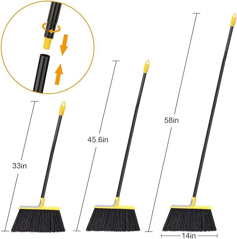 4 Packs Outdoor Broom for Floor Cleaning with 58" Long Handle, Heavy-Duty Commercial Brooms for Sweeping Indoor Outdoor Courtyard Restaurant Garage Patio Decks Mall Market Kitchen Office Lobby Shop - Image 2