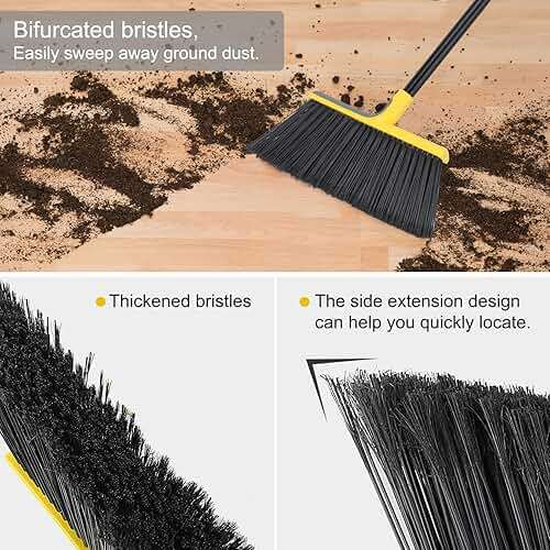 4 Packs Outdoor Broom for Floor Cleaning with 58" Long Handle, Heavy-Duty Commercial Brooms for Sweeping Indoor Outdoor Courtyard Restaurant Garage Patio Decks Mall Market Kitchen Office Lobby Shop - Image 3