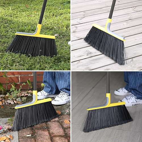 4 Packs Outdoor Broom for Floor Cleaning with 58" Long Handle, Heavy-Duty Commercial Brooms for Sweeping Indoor Outdoor Courtyard Restaurant Garage Patio Decks Mall Market Kitchen Office Lobby Shop - Image 4