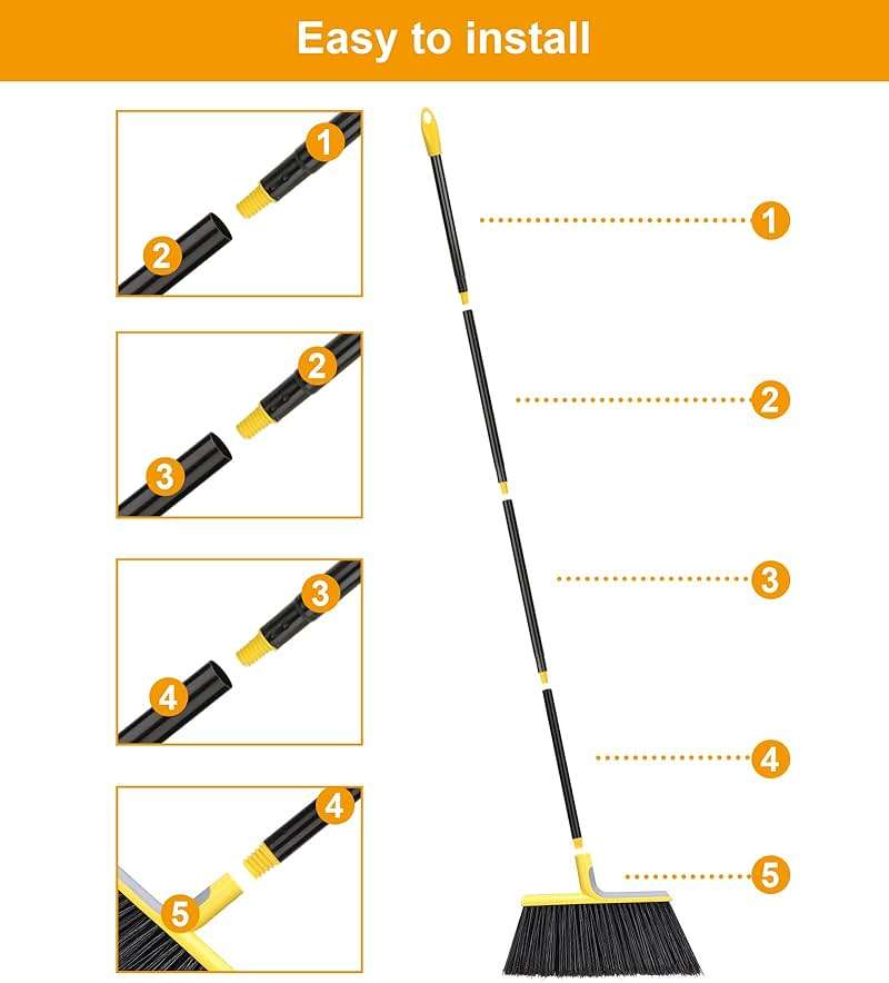 4 Packs Outdoor Broom for Floor Cleaning with 58" Long Handle, Heavy-Duty Commercial Brooms for Sweeping Indoor Outdoor Courtyard Restaurant Garage Patio Decks Mall Market Kitchen Office Lobby Shop - Image 7