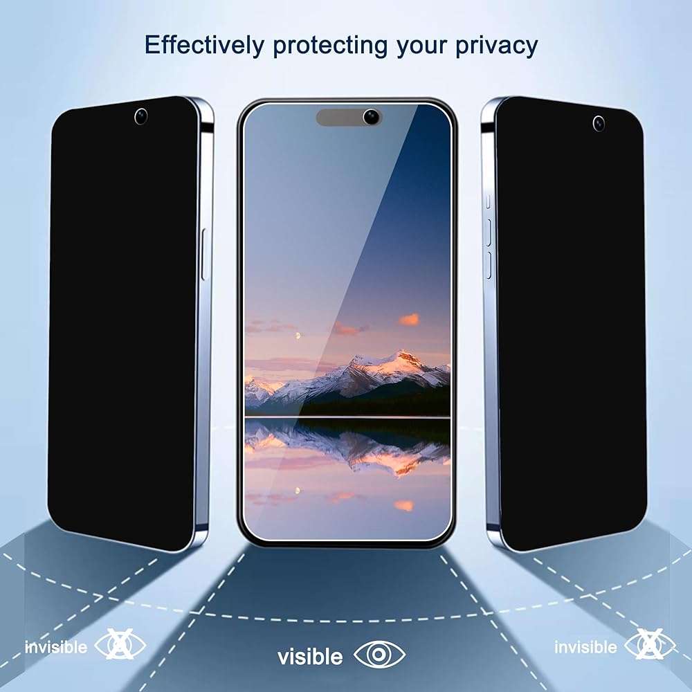 Ailun Privacy Screen Protector for iPhone 16 Plus/ 15 Plus/ 15 Pro Max 6.7 Inch 3 Pack Tempered Glass Anti Spy Private - Image 2