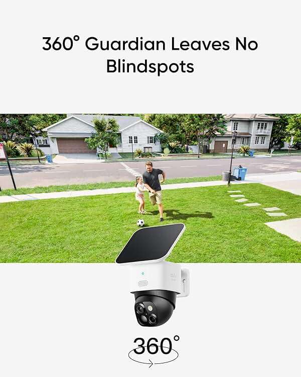 eufy Security 3K Dual Camera, SoloCam S340, Solar Security Cameras Wireless Outdoor, Cameras for Home Security, 360°Coverage, Pan & Tilt, No Blind Spots, No Monthly Fee, Built-in 8GB - Image 4