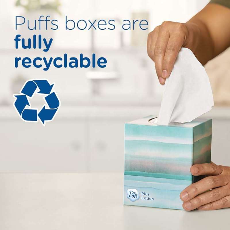 Puffs Plus Lotion with Vicks Facial Tissues, 4 Cubes, 48 Tissues per Box (192 Tissues) [Packaging May Vary] - Image 7