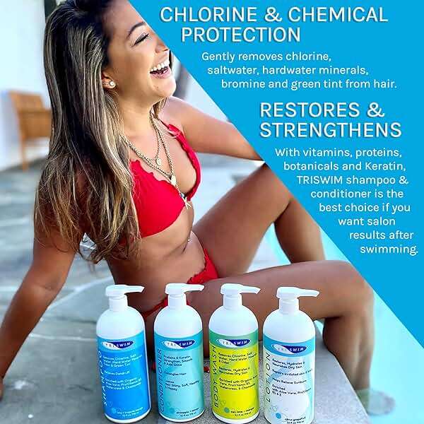 TRISWIM Hair Care Bundle | Swim Shampoo and Conditioner 32 Fl Oz Each | Professional Chlorine Removal Formula | Vegan, Paraben-Free with Aloe Vera & Proteins | Pump Dispensers - Image 4