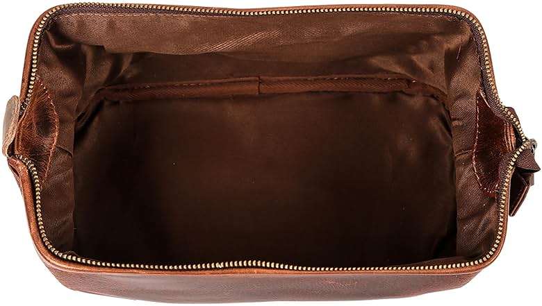 HLC Leather Toiletry Bag for Men Best Gift Premium Genuine Dopp Kit Shaving Kit Organizer Travel Kit Pouch Bag 10 inch Size (Brown) - Image 4