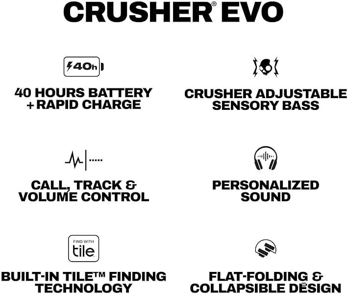 Skullcandy Crusher Evo Wireless Bluetooth Headphones with Extra USB-C Charging Cable, Multi-Sensory Bass, Noise Isolating Over-Ear Fit, 40 Hours Battery, Microphone for iPhone Android - Chill Grey - Image 11