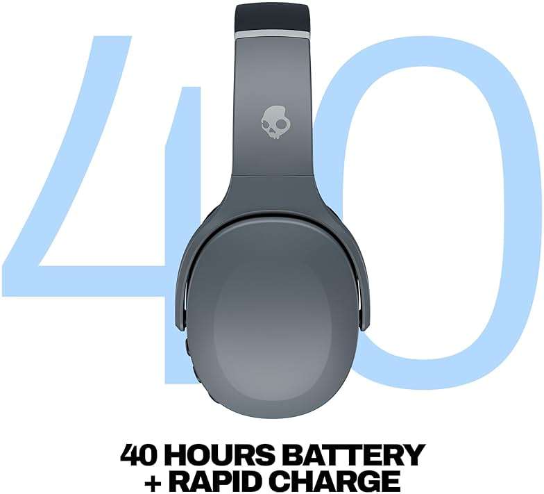 Skullcandy Crusher Evo Wireless Bluetooth Headphones with Extra USB-C Charging Cable, Multi-Sensory Bass, Noise Isolating Over-Ear Fit, 40 Hours Battery, Microphone for iPhone Android - Chill Grey - Image 4