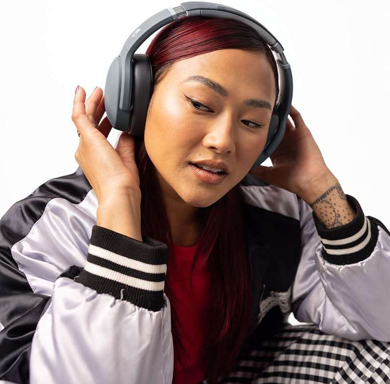 Skullcandy Crusher Evo Wireless Bluetooth Headphones with Extra USB-C Charging Cable, Multi-Sensory Bass, Noise Isolating Over-Ear Fit, 40 Hours Battery, Microphone for iPhone Android - Chill Grey - Image 8