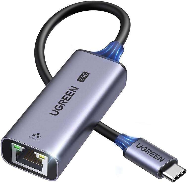 UGREEN USB C to Ethernet Adapter 2.5G, Ethernet Adapter for Laptop, Aluminum, Type C (Thunderbolt 4/3 Compatible) to RJ45 Network Internet, Compatible for NAS, MacBook Air/Pro, XPS, iPhone 17 Pro/Max - Image 1