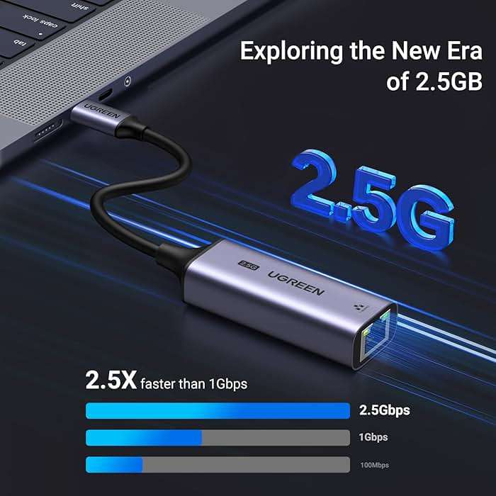 UGREEN USB C to Ethernet Adapter 2.5G, Ethernet Adapter for Laptop, Aluminum, Type C (Thunderbolt 4/3 Compatible) to RJ45 Network Internet, Compatible for NAS, MacBook Air/Pro, XPS, iPhone 17 Pro/Max - Image 2