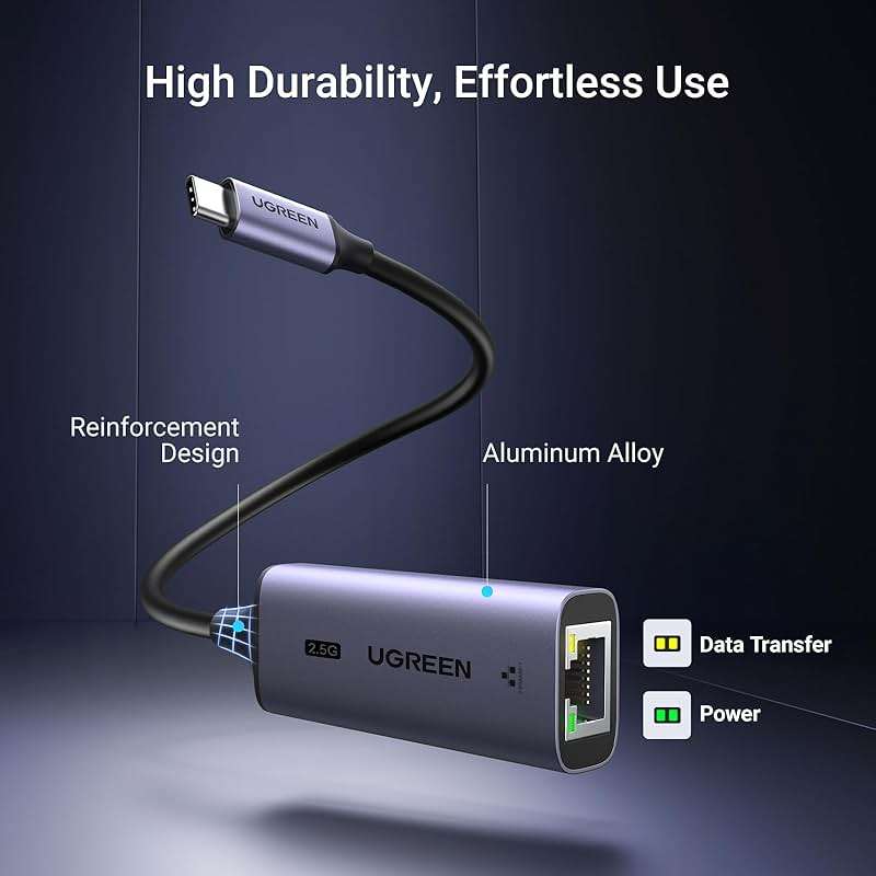 UGREEN USB C to Ethernet Adapter 2.5G, Ethernet Adapter for Laptop, Aluminum, Type C (Thunderbolt 4/3 Compatible) to RJ45 Network Internet, Compatible for NAS, MacBook Air/Pro, XPS, iPhone 17 Pro/Max - Image 7