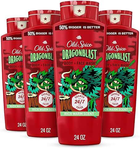 Old Spice Cleansing Body Wash for Men, 3X Defense, 24/7 Shower Fresh with Lasting Scent, 2-in-1 Body & Face Wash, Dragonblast Scent, 24 oz (Pack of 4) - Image 1