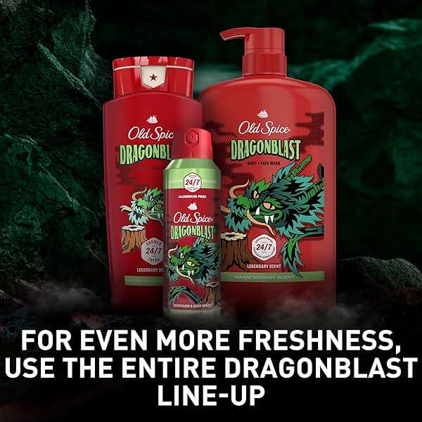 Old Spice Cleansing Body Wash for Men, 3X Defense, 24/7 Shower Fresh with Lasting Scent, 2-in-1 Body & Face Wash, Dragonblast Scent, 24 oz (Pack of 4) - Image 9