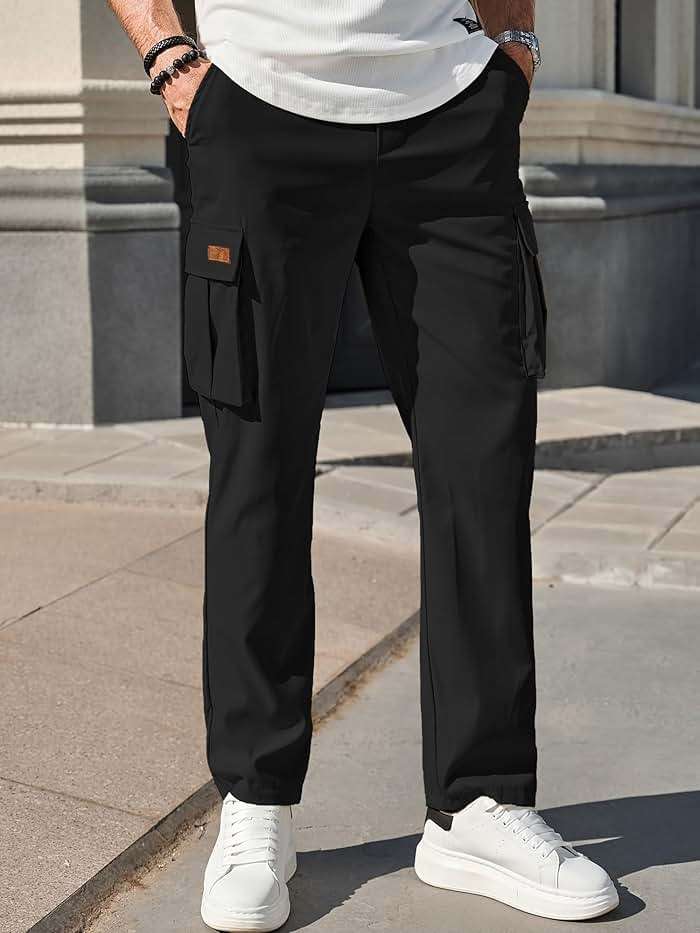PLEPAN Men's Casual Cargo Pants Drawstring Hiking Workout Tactical Joggers Sweatpants for Men with Pockets - Image 7