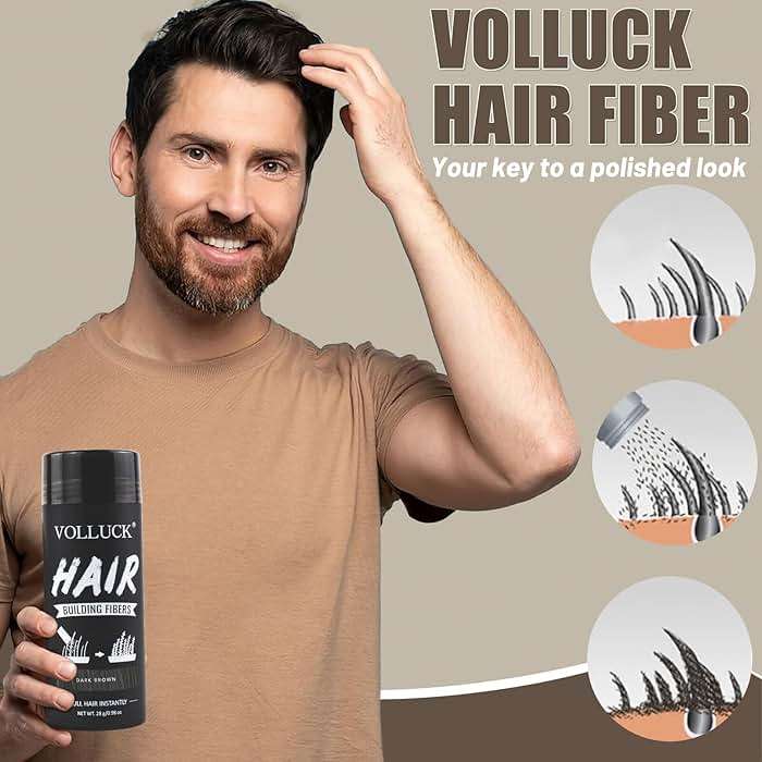 VOLLUCK Hair Fibers for Thinning Hair, Instant Coverage Hair Building Fibers for Women and men, Natural Hair Powder for Conceal Hair Loss 28 g (Dark Brown) - Image 5