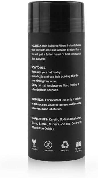 VOLLUCK Hair Fibers for Thinning Hair, Instant Coverage Hair Building Fibers for Women and men, Natural Hair Powder for Conceal Hair Loss 28 g (Dark Brown) - Image 8
