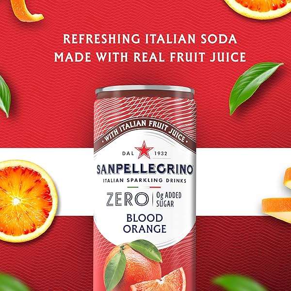 Sanpellegrino Zero Grams Added Sugar Sparkling Orange And Blood Orange Beverage, Italian Sparkling Drink, 24 Pack Of 11.15 Fl Oz Cans, San Pellegrino Italian Sparkling Drinks, Low Calorie Sparkling Fruit Beverages - Image 4