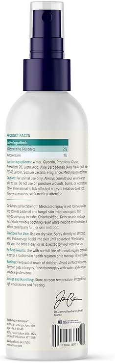 Vetnique Dermabliss Chlorhexidine Spray for Dogs and Cats with Ketoconazole, Antibacterial Antifungal for Hot Spots and Yeast, Alcohol-Free No-Sting Itch Relief, 8oz - Image 3