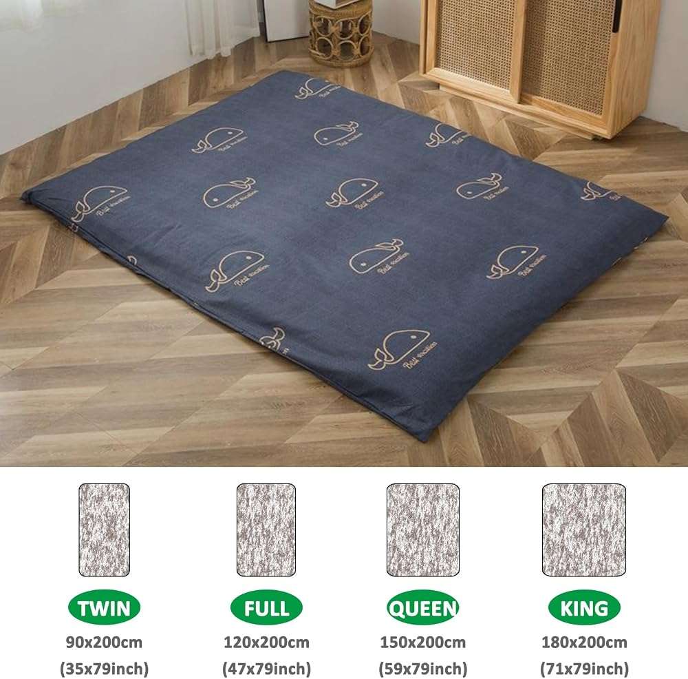 Futon Floor Mattress Cover with Zipper,100% Cotton Cover for Traditional Shikibuton Futon Mattress Protective Cover,Soft Machine Washable,Fox,King/180x200cm - Image 4