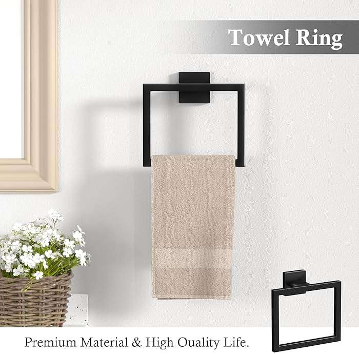 10-Pieces Matte Black Bathroom Accessories Set, 23.6 Inch Bath Towel Bar Set, SUS 304 Stainless Steel Bathroom Hardware Set, Towel Racks for Bathroom Wall Mounted. - Image 6