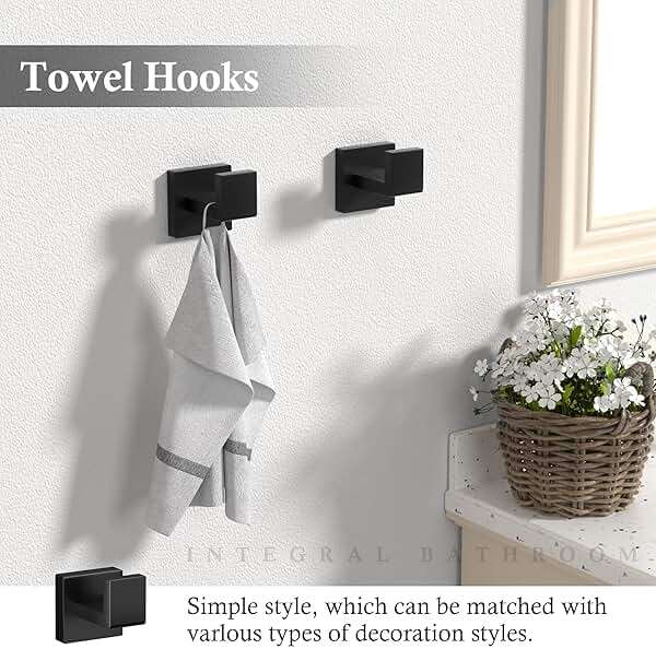 10-Pieces Matte Black Bathroom Accessories Set, 23.6 Inch Bath Towel Bar Set, SUS 304 Stainless Steel Bathroom Hardware Set, Towel Racks for Bathroom Wall Mounted. - Image 7