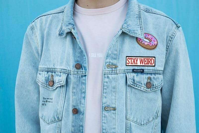 DAMORR – Stay Weird Patch – Embroidery Patch – Iron On Patch/Sew On Patch – Patches for Clothes, Backpack, Jackets, Caps etc (White) - Image 2