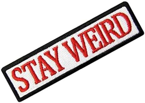 DAMORR – Stay Weird Patch – Embroidery Patch – Iron On Patch/Sew On Patch – Patches for Clothes, Backpack, Jackets, Caps etc (White) - Image 6