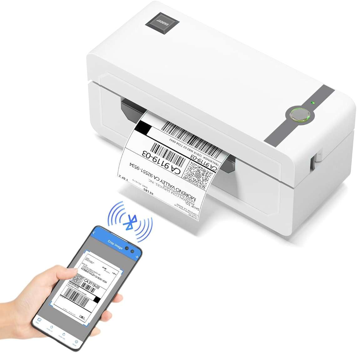 JADENS Bluetooth Thermal Label Printer, 4x6 Wireless Label Printer for Shipping Packages, Support Android, iOS, Mac OS, and Windows, Widely Used for Amazon, Ebay, Shopify, Etsy, USPS - Image 1