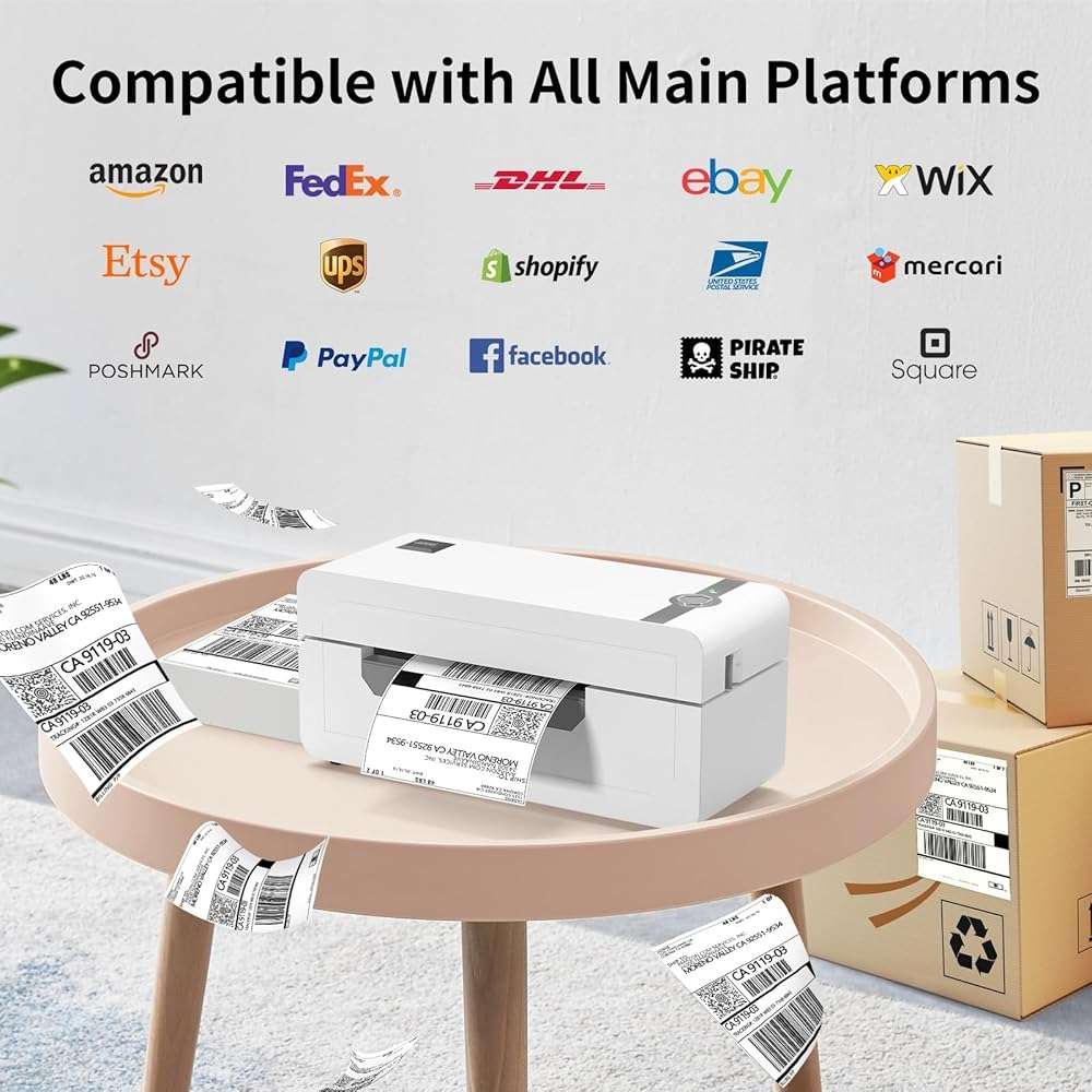 JADENS Bluetooth Thermal Label Printer, 4x6 Wireless Label Printer for Shipping Packages, Support Android, iOS, Mac OS, and Windows, Widely Used for Amazon, Ebay, Shopify, Etsy, USPS - Image 3
