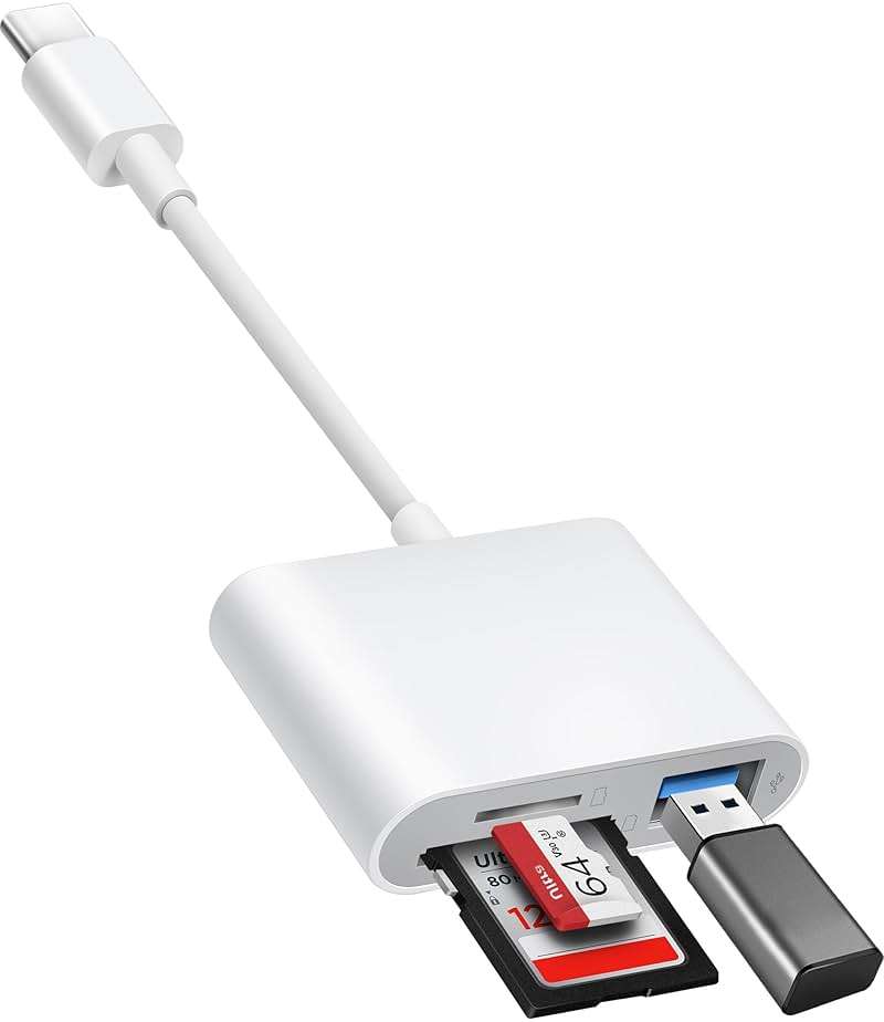 USB C to SD Card Reader, BnmxTek SD Card Adapter with SD MicroSD USB 3 Ports, USBC Memory Card Reader for iPhone 15 16, iPad, Mac, MacBook Pro/Air, Android and More USB-C/Type C Devices - Image 1