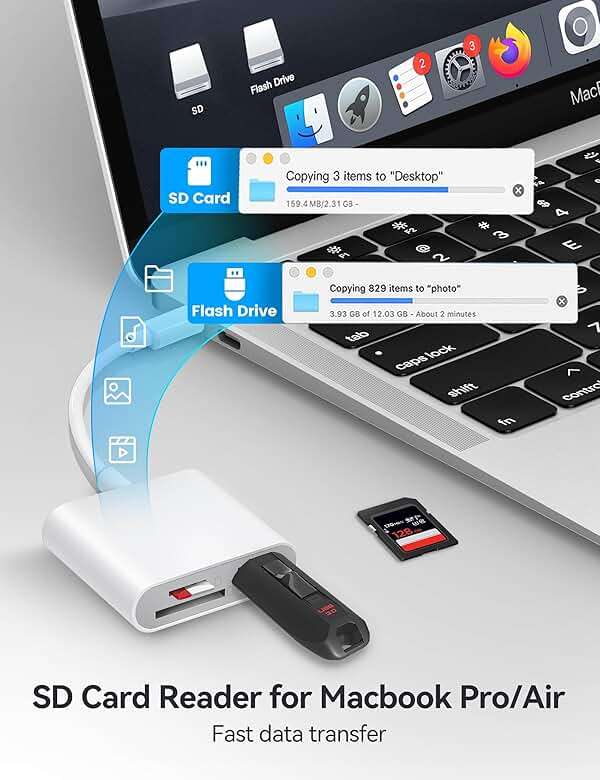 USB C to SD Card Reader, BnmxTek SD Card Adapter with SD MicroSD USB 3 Ports, USBC Memory Card Reader for iPhone 15 16, iPad, Mac, MacBook Pro/Air, Android and More USB-C/Type C Devices - Image 3
