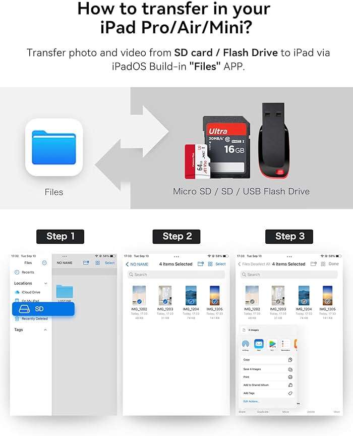 USB C to SD Card Reader, BnmxTek SD Card Adapter with SD MicroSD USB 3 Ports, USBC Memory Card Reader for iPhone 15 16, iPad, Mac, MacBook Pro/Air, Android and More USB-C/Type C Devices - Image 7