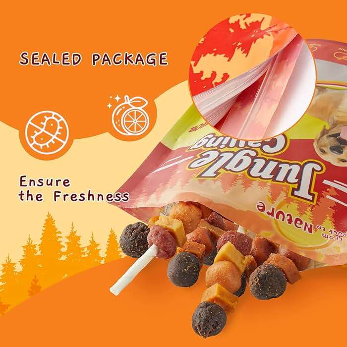 Jungle Calling Dog Treats, Multi-Flavor Kabob Dog Snacks, Edible Dog Kabobs, Made with Chicken, Duck, Beef, Sweet Potato and Pumpkin, Rawhide Sticks for Dogs - Image 5
