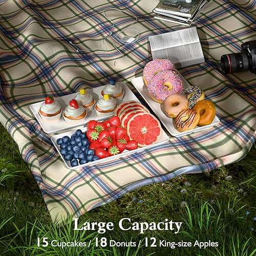 3-Tier Melamine Serving Tray Set, 11.5" x 5.6" Platters for Serving Food, White Reusable Trays with Black Metal Display Stand for Cupcakes, Sevring Food, Dessert, Fruit, Cookie, Black - Image 5