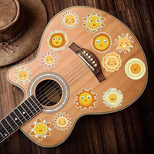 Ratgoo 50 Pcs Lovely Sun Stickers Pack – Cute Yellow Aesthetic Sunshine Waterproof Vinyl Decal Stickers for Water Bottles Laptop Luggage Cup Skateboard Guitar Journal Scrapbook - Image 2